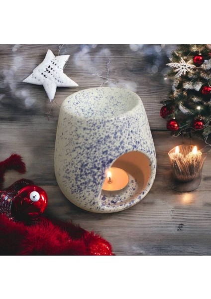 Elite Seramik Yağmur Desen Buhurdanlık ( 1 Adet Tealight Mum ve Tek Kullanımlık Esans ile Gönderilir) 1 Adet