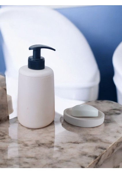 Elite Marble Beyaz Banyo Seti,sıvı Sabunluk Diş Fırçalığı Beton Aksesuar Takımı 1 Adet fırsatları