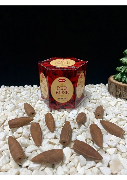 Elite Hem Red Rose Kırmızı Gül Kokulu Tütsü Geri Akış Koni Konik Tütsü Backflow 10 Tane 1 Adet