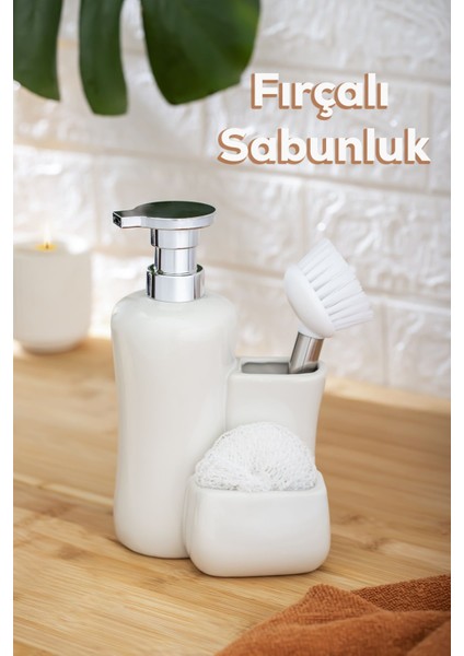Elite Lotıon Dıspenser Wıth Sponge & Brush Fırçalı Sıvı Sabunluk 1 Adet
