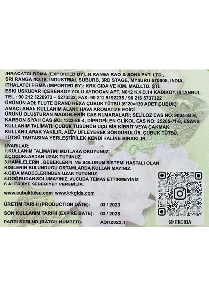 Elite Çubuk Tütsü Yasemin Hexa (Mogra) 6*20=120 Çubuk 1 Adet