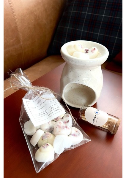 Elite Vanilya Kokulu Kalpli Buhurdanlık Koku Tabletleri & Buhurdanlık Set %100 Soya Wax (10 Adet) 1 Adet