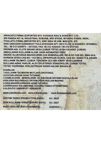 Elite Çubuk Tütsü Hexa Orıent Wood 6*20=120 Çubuk 1 Adet