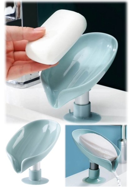 Elite Yaprak Şeklinde Yaratıcı Banyo Sabunluğu Vantuzlu Keyifli Deliksiz Su Giderli Lotus Sabunluk 1 Adet