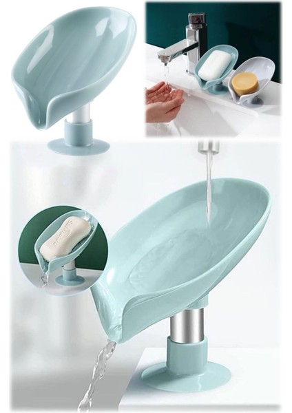 Elite Yaprak Şeklinde Yaratıcı Banyo Sabunluğu Vantuzlu Keyifli Deliksiz Su Giderli Lotus Sabunluk 1 Adet