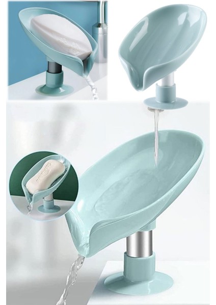 Elite Yaprak Şeklinde Yaratıcı Banyo Sabunluğu Vantuzlu Keyifli Deliksiz Su Giderli Lotus Sabunluk 1 Adet