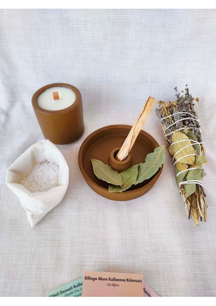 Elite Arınma Tütsülük Set Vegan Ud Ağacı Kokulu Soya Mumu Palo Santo Adaçayı Lavanta Meditasyon Tütsü Seti 1 Adet modelleri