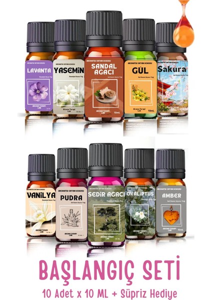 Elite Başlangıç Seti 10 Adet - Saf Esansiyel Yağ - Oda ve Ortam Kokusu - Aromatik Uçucu Yağ 10X10ML 1 Adet