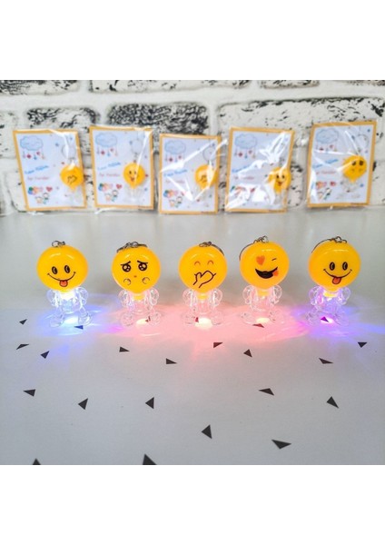 Elite 20 Adet Karne Hediyesi Işıklı Emoji Anahtarlık-Çocuk Bayram Hediyelik-Yarıyıl Sömestır Hediye 1 Adet