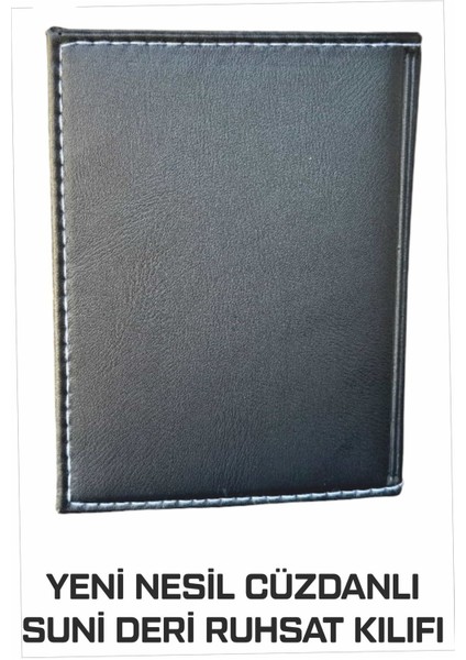 Yeni Nesil Cüzdanlı Ruhsat Kılıfı (Kimlik, Kredi Kartlı Deri) Siyah 1. Sınıf Kalite 1 Adet