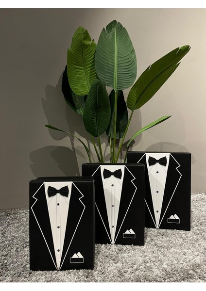 Elite 3 Lü Damat Kutusu Büyük Boy Bohça Kutusu 3 Adet Büyük Kutu Çeyiz Damat Bohça Kutusu 38X32X15CM 1 Adet