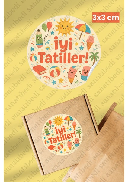 Elite 50 Iyi Tatiller Sticker - Okul Karne Hediye Ambalaj Paketleme Etiketi 3x3 cm 1 Adet