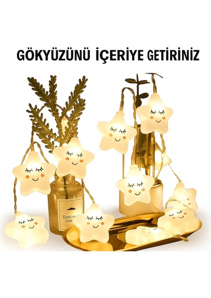 Sevimli Yıldız LED Işıklar Çocuk Odası ve Parti Için Gecenizi Aydınlatan Yıldızlar 165 cm 10 Yıldız fırsatları