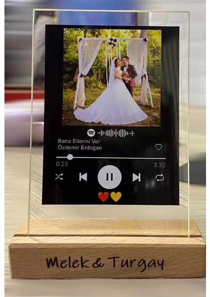 Elite Kişiye Sevgiliye Özel Fotoğraflı, Sözlü ve Barkodlu Spotify Masaüstü Plak 1 Adet