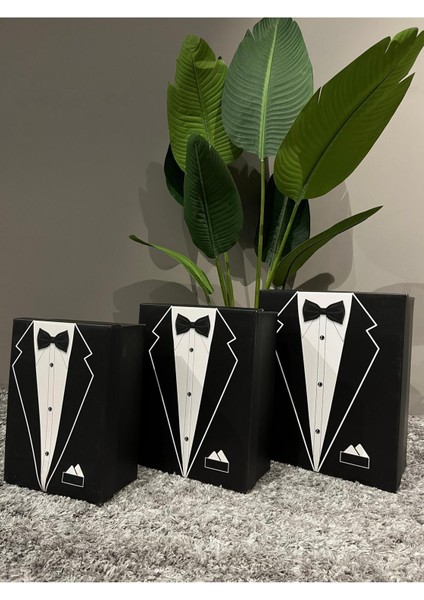 Elite 3 Lü Damat Kutusu Orta Boy Bohça Kutusu 3 Adet Orta Boy Kutu Çeyiz Damat Bohça Kutusu 34X28X13CM 1 Adet