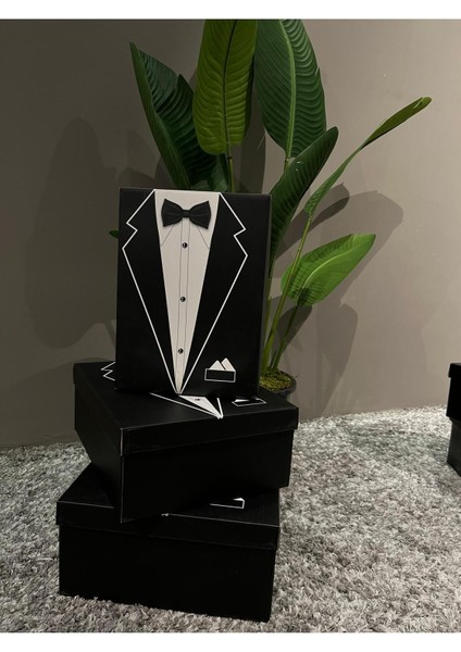 Elite 3 Lü Damat Kutusu Orta Boy Bohça Kutusu 3 Adet Orta Boy Kutu Çeyiz Damat Bohça Kutusu 34X28X13CM 1 Adet