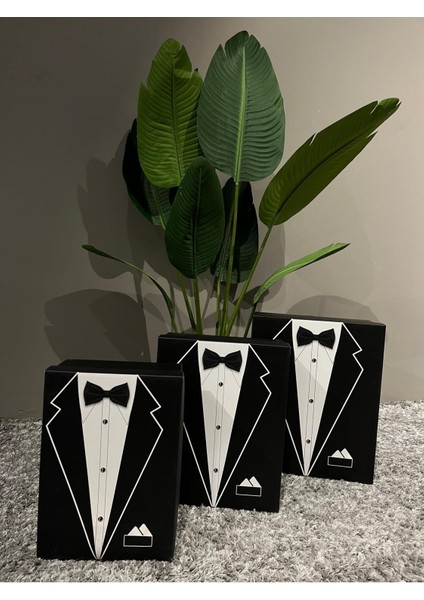 Elite 3 Lü Damat Kutusu Orta Boy Bohça Kutusu 3 Adet Orta Boy Kutu Çeyiz Damat Bohça Kutusu 34X28X13CM 1 Adet