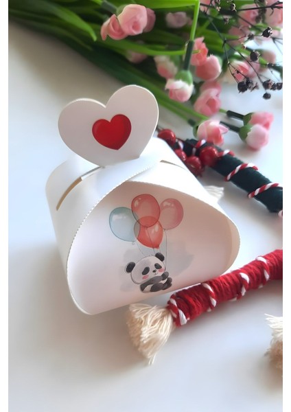 25 Adet Balonlu Panda Model Kalpli Hediye Kutusu - Şeker Kutusu - Mevlid Hediyesi - Çikolata Kutusu fırsatları