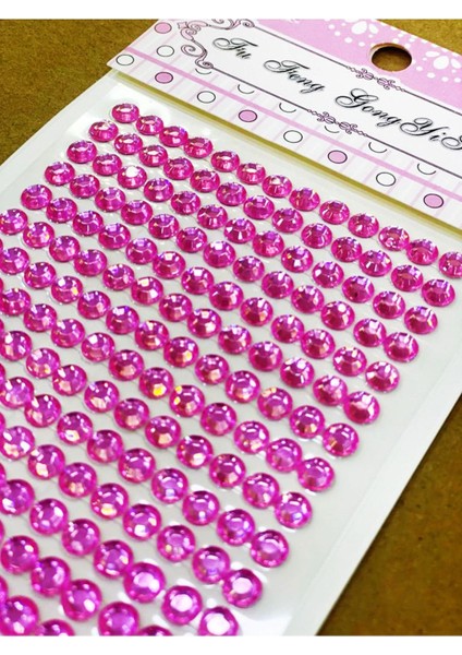Şekeri Elite Kristal Taş Pembe Sticker Yapışkanlı 260 Adet 1 Adet