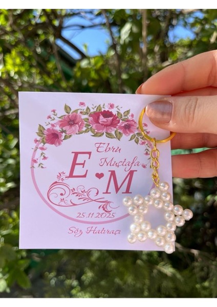 Elite 15 Adet Düğün Kına Nikah Anneler Günü Hediyesi Inci Yıldız Anahtarlık 1 Adet