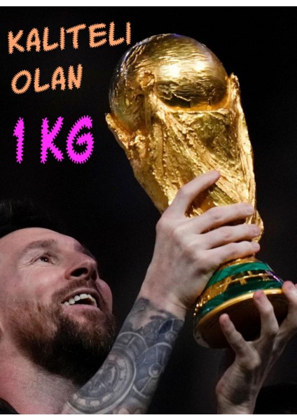 Elite 30 cm Boy Dünya Kupası Gold Kaplama Gerçek Boyut Messi Qatar Futbol ( 30CM 1kg ) 1 Adet