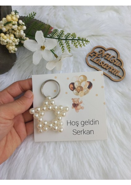 Elite 15 Adet Inci Yıldız Anahtarlık- Kişiye Özel Kart- Doğum Günü - Yeni Doğan - Mevlid - Sünnet Hediyelik 1 Adet