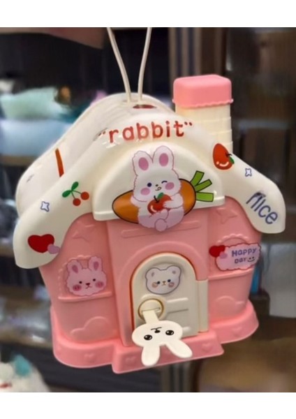 Elite Sevimli Kawai Tarz Pembe Renk Ev Baca Kumbara Kilitli Para Kumbarası Sticker Hediyeli 1 Adet