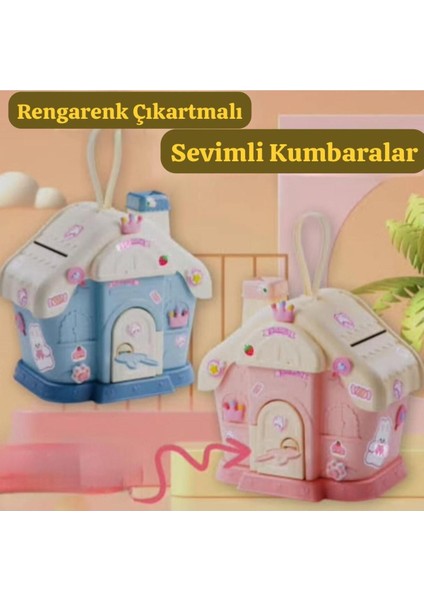 Elite Sevimli Kawai Tarz Pembe Renk Ev Baca Kumbara Kilitli Para Kumbarası Sticker Hediyeli 1 Adet fiyatları