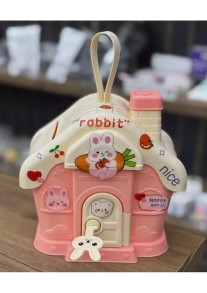 Elite Sevimli Kawai Tarz Pembe Renk Ev Baca Kumbara Kilitli Para Kumbarası Sticker Hediyeli 1 Adet fırsatları