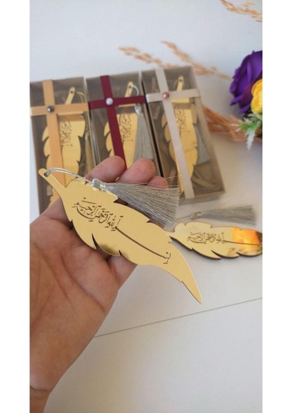 Elite Isme Özel Püsküllü Kitap Ayracı 17 cm Gold Pleksi Kitap Okuma Severler Için Hediye 1 Adet modelleri
