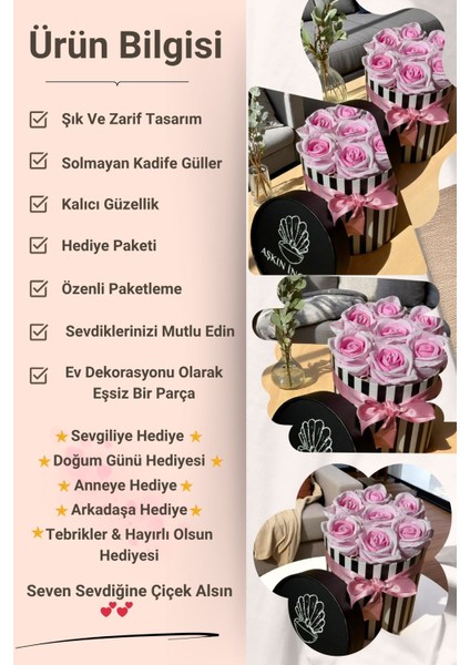 Elite Sevgiliye Özel Hediye Gül Kutu Pembe Hediyelik Çiçek Doğum Günü Sepeti Kız Arkadaşa Eşe Sevgili 1 Adet modelleri