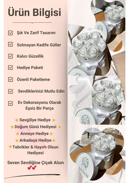 Elite Sevgiliye Özel Hediye Gül Kutu Beyaz Hediyelik Çiçek Doğum Günü Sepeti Kız Arkadaşa Sevgili 1 Adet fiyatları