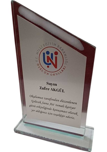 Özcan Elite Kişiye Özel Cam Plaket - Öğretmene Plaket - Mezuniyet Plaketi - Ekonomik Plaket 1 Adet