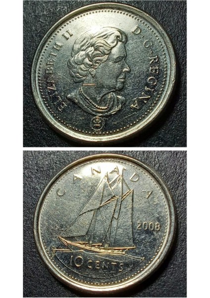 Elite 399636834DBB690FBF 2008 Kanada 10CENT Ca Eski Yabancı Madeni Para 1 Adet