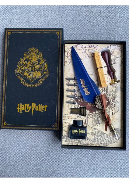 Elite Harry Potter Mumlu Mühürlü Mürekkepli Divit Kalem Set Kuş Tüyü Sevgili Yeni Yıl Yılbaşı Hediye 1 Adet