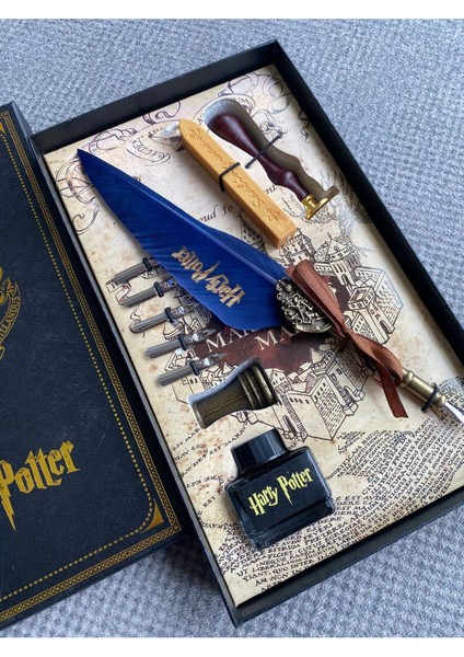 Elite Harry Potter Mumlu Mühürlü Mürekkepli Divit Kalem Set Kuş Tüyü Sevgili Yeni Yıl Yılbaşı Hediye 1 Adet