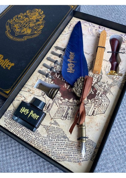 Elite Harry Potter Mumlu Mühürlü Mürekkepli Divit Kalem Set Kuş Tüyü Sevgili Yeni Yıl Yılbaşı Hediye 1 Adet