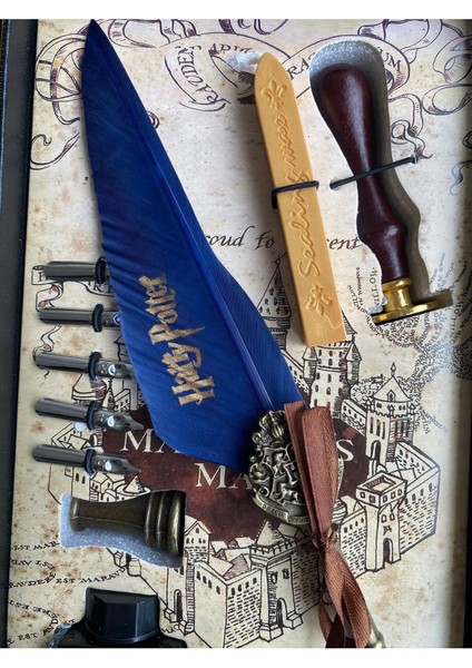 Elite Harry Potter Mumlu Mühürlü Mürekkepli Divit Kalem Set Kuş Tüyü Sevgili Yeni Yıl Yılbaşı Hediye 1 Adet
