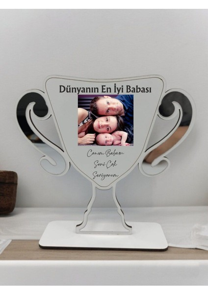 Elite Kişiye Özel Fotoğraflı Babalar Günü Tasarımlı Ahşap Plaket 1 Adet
