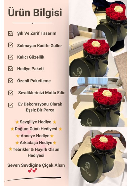 Elite Sevgiliye Özel Hediye Gül Kutu Kırmızı Beyaz Hediyelik Çiçek Doğum Günü Sepeti Kız Arkadaşa Sevgili 1 Adet fiyatları