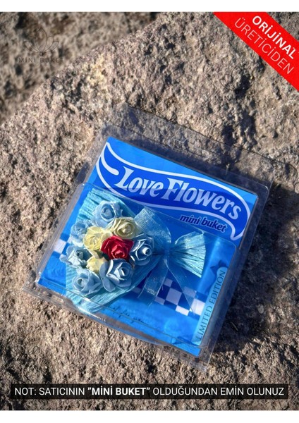 Elite Love Flowers Tasarım Mavi Çiçek, Koleksiyonluk Çiçek Buketi, Sevgiliye Hediye Kalıcı Çiçek Buketi 1 Adet