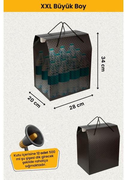 Elite Premium Konsept Tasarım Büyük Hediye Kutusu Çanta Lüks Karton Xxl Hediye Paketi Siyah - 34X20X28CM 1 Adet