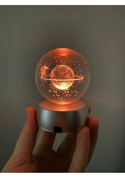 Elite Satürn Cam Küre Renk Değiştiren Kristal Kız Küre Işıklı Küre Pilli 3D 1 Adet fiyatları