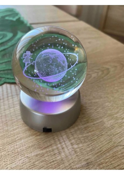 Elite Satürn Cam Küre Renk Değiştiren Kristal Kız Küre Işıklı Küre Pilli 3D 1 Adet modelleri