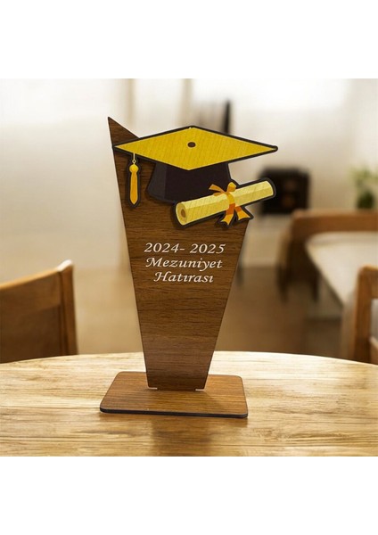 Farklı Elite Mezuniyet Hediyelikleri - Kahverengi Ahşap Plaket 1 Adet