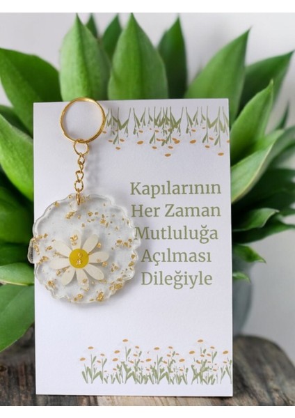 Elite Iki Kişilik El Yapımı Seramik Kahve Fincanı&kartlı Epoksi Anahtarlık&papatya Mum Hediye Seti 1 Adet indirimleri