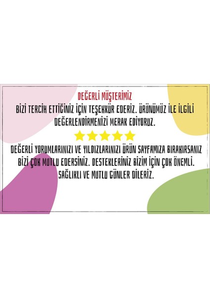 Elite 250 Adet Teşekkür Kartı, Yorum Kartı 1 Adet