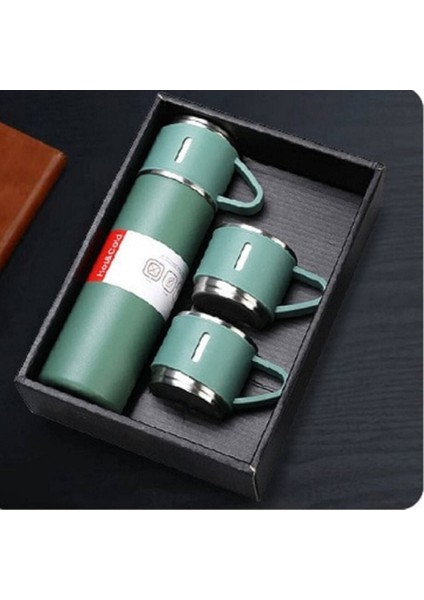 Elite 500ML Hediye Kutu Seti Şişesi 2 Bardak ile Çift Katmanlı Paslanmaz Çelik Vakum Termos Kahve Bardağı 1 Adet modelleri
