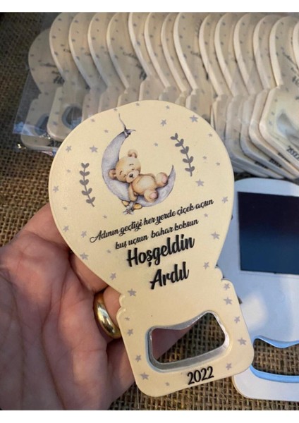 Elite 50 Adet Jelatinli Ayıcıklı Aydedeli Erkek Bebek Magnet Açacak - Babyshower Mevlüt Doğumgünü 1 Adet