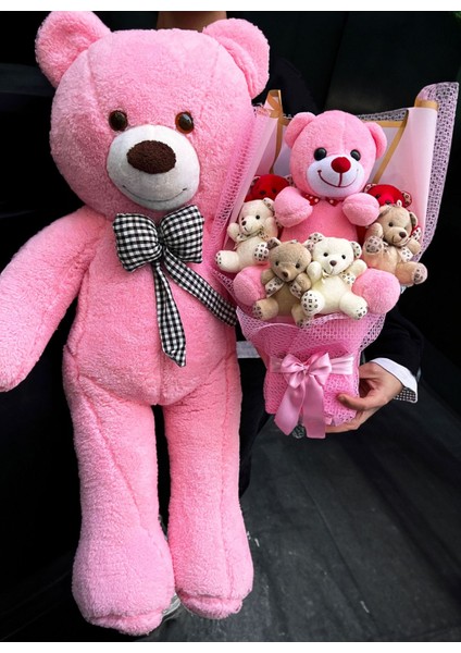Elite Hediye Sevgiliye 90CM Pembe Ayıcık ve Büyük Ayıcıklı Ayıcık Buketi Peluş Buket 14 Şubat Hediyesi 1 Adet fiyatları